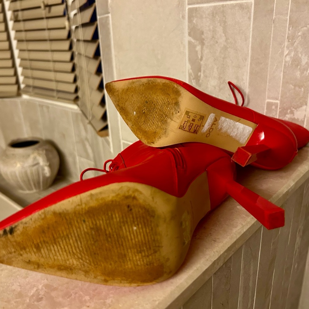Aldo Red Lace-Up Ankle Boots - Picture 9 of 9